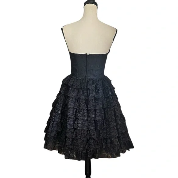 Vintage Betsey Johnson Evening Sheer Lace Velvet Ribbon Bows Goth Cupcake Dress - Picture 10 of 12